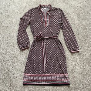 Retro long sleeve v neck dress